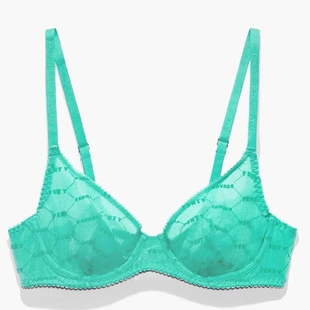 SAVAGE FENTY FLOCKED LOGO UNLINED BRA
SZ 36DDD